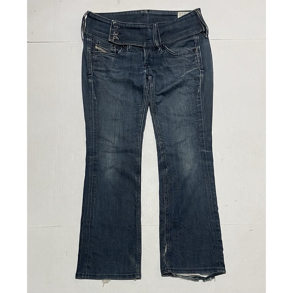 Diesel Cherock Jeans Womens Size 26 X 26 Dark Blue Stretch Bootcut Distressed